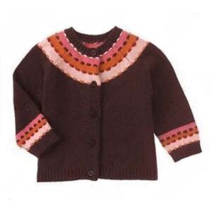 Gymboree sweater button cardigan jacket brown orange pink brick harvest 2T 2 3